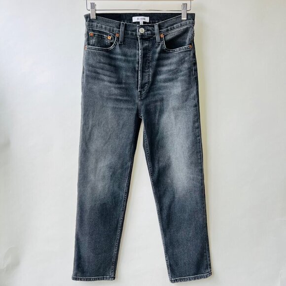 Re/done Women 70s stove pipe jeans, black wash, Size 28 L71 - Picture 3 of 12